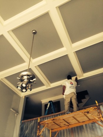 Beautiful Coffered Ceilings Built and Painted in Huntersville, NC